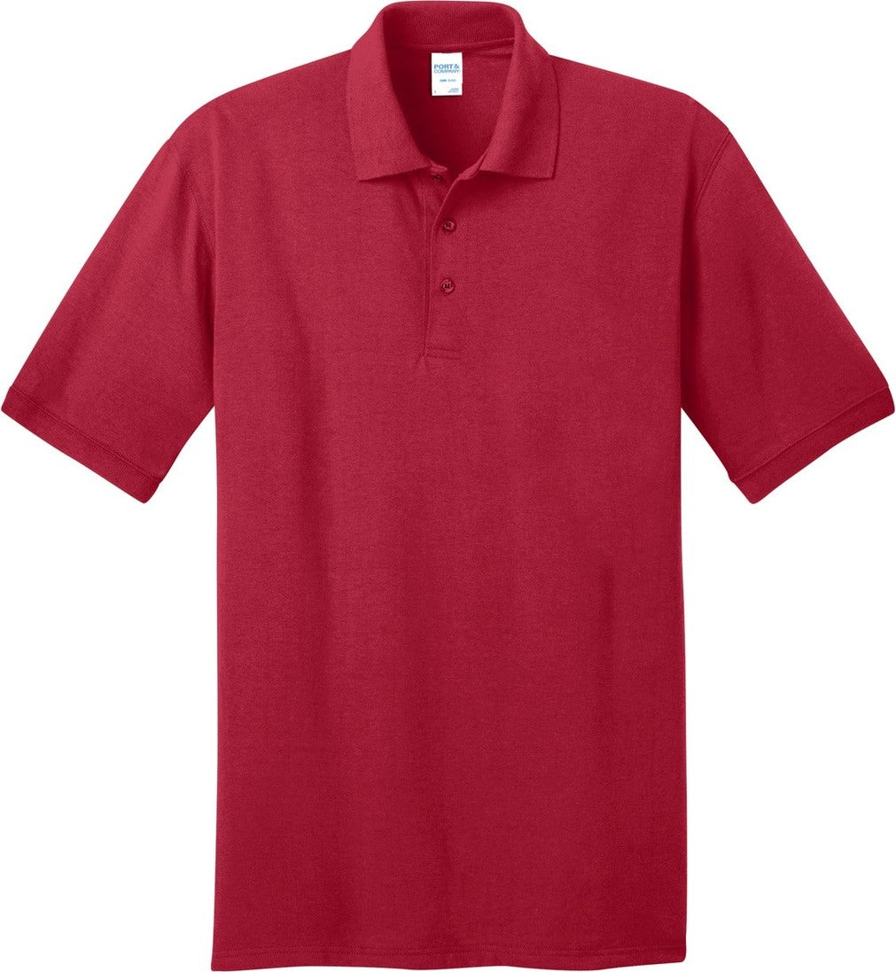 Front View of Red Port & Co Core Blend Jersey Knit Polo. KP55