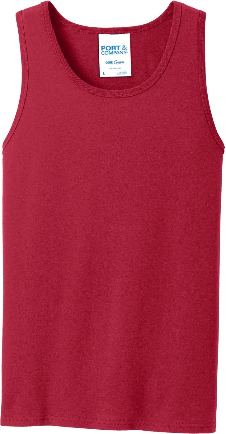 Front View of Red Port & Co Core Cotton Tank Top. PC54TT