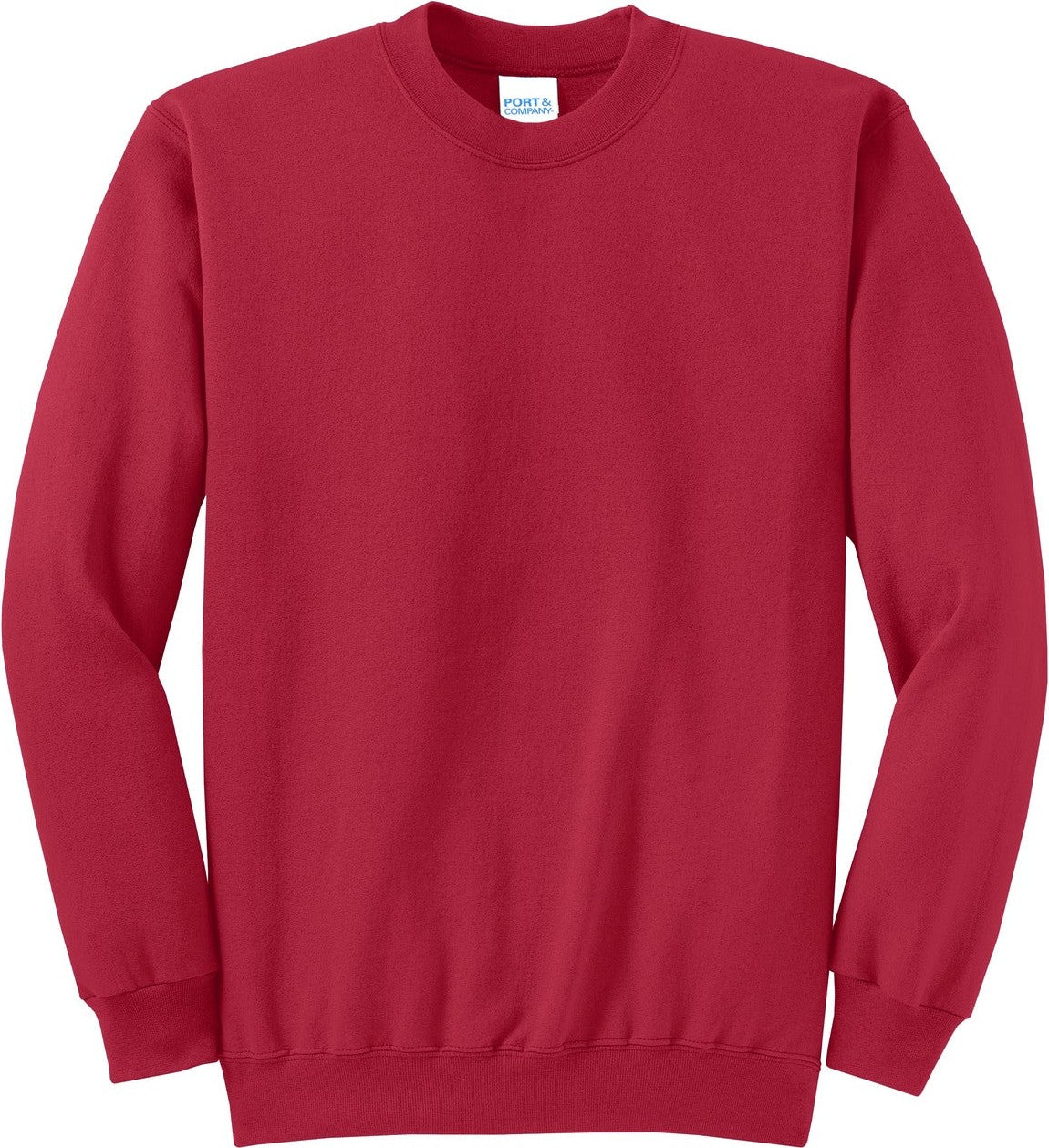 Front View of Red Port & Co Core Fleece Crewneck Sweatshirt. PC78