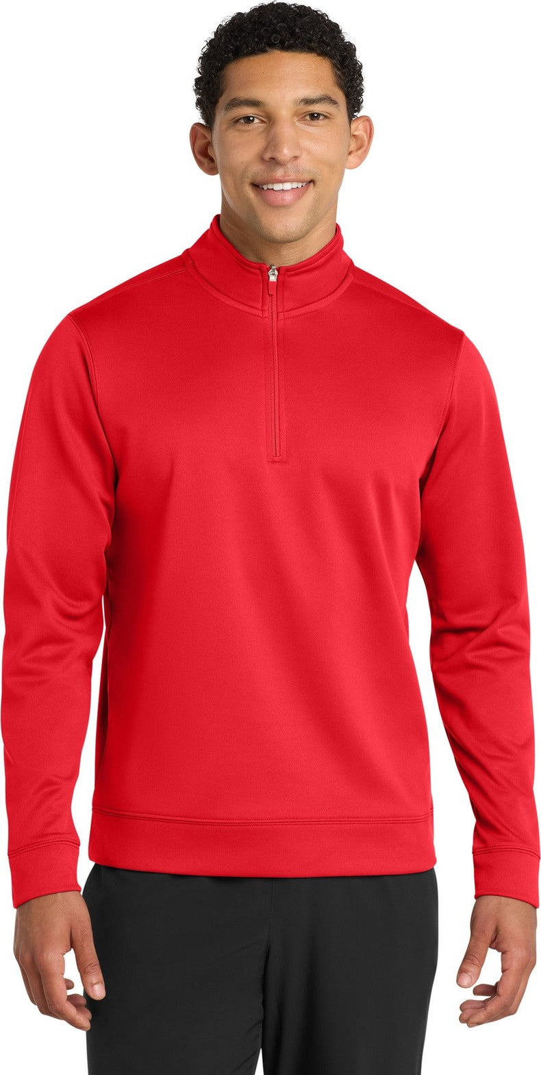 Front View of Red Port & Co Performance Fleece 1/4-Zip Pullover Sweatshirt. PC590Q