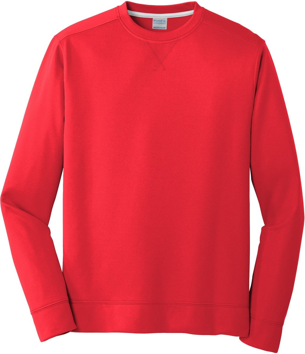 Front View of Red Port & Co Performance Fleece Crewneck Sweatshirt. PC590