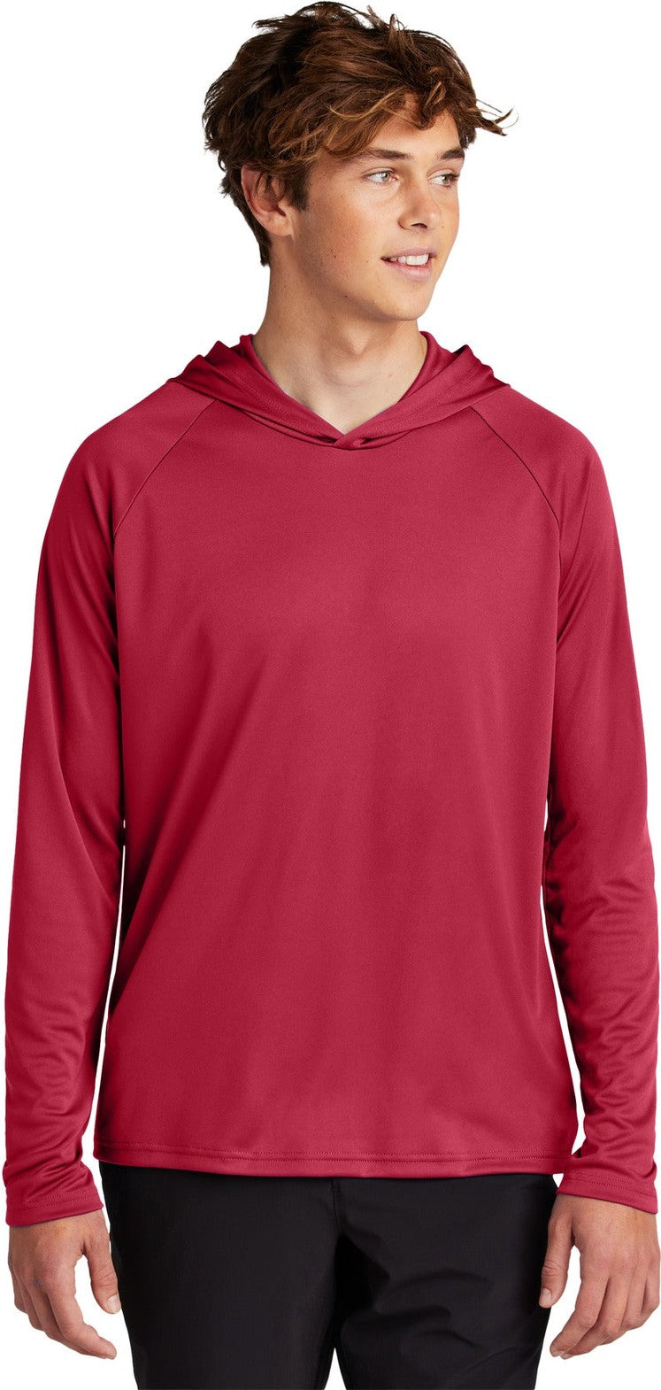 Front View of Red Port & Co Performance Pullover Hooded Tee PC380H