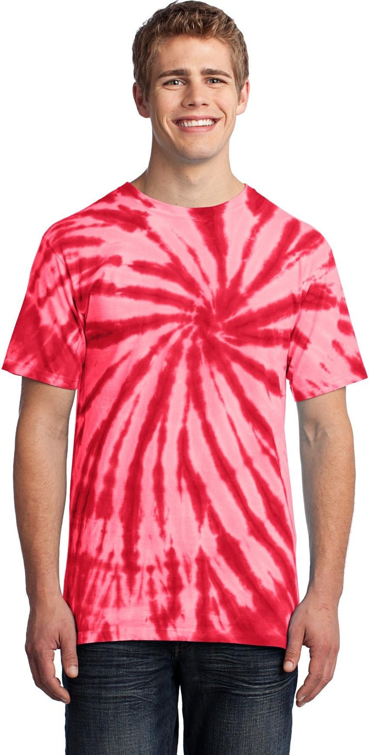Front View of Red Port & Co Tie-Dye Tee. PC147