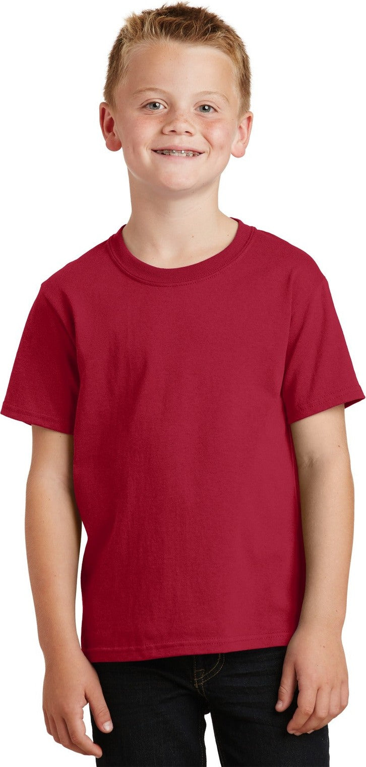 Front View of Red Port & Co Youth Core Cotton Tee. PC54Y