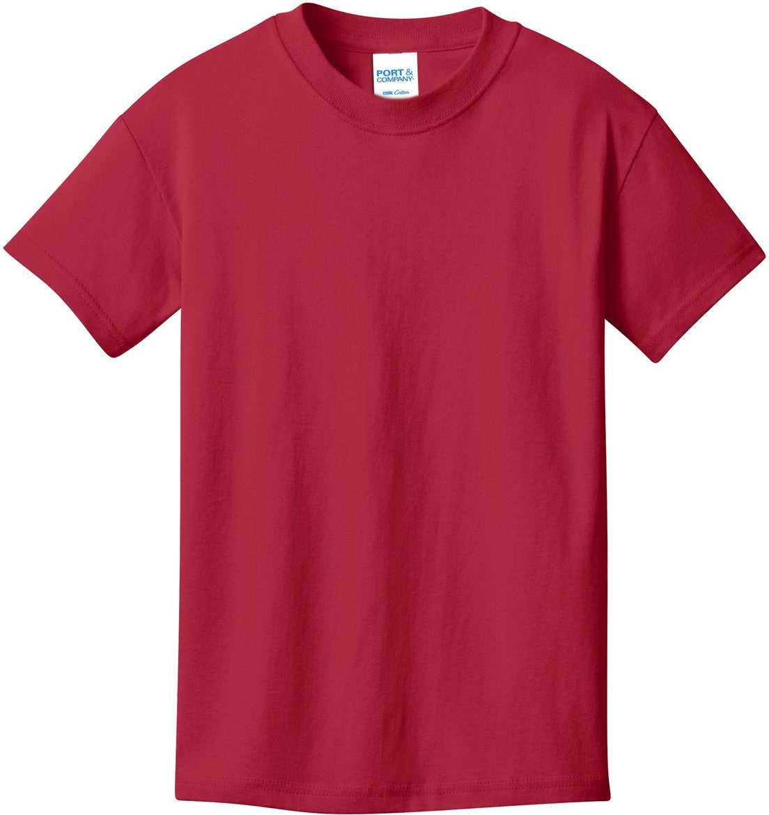 Front View of Red Port & Co Youth Core Cotton Tee. PC54Y