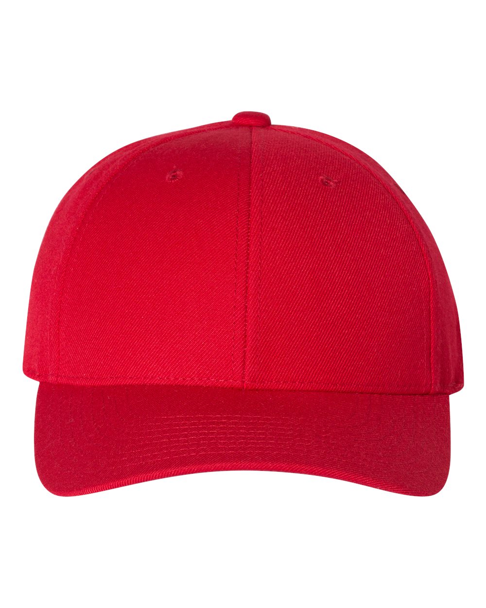 Front View of Red Premium Curved Bill Snapback Cap - 6789M