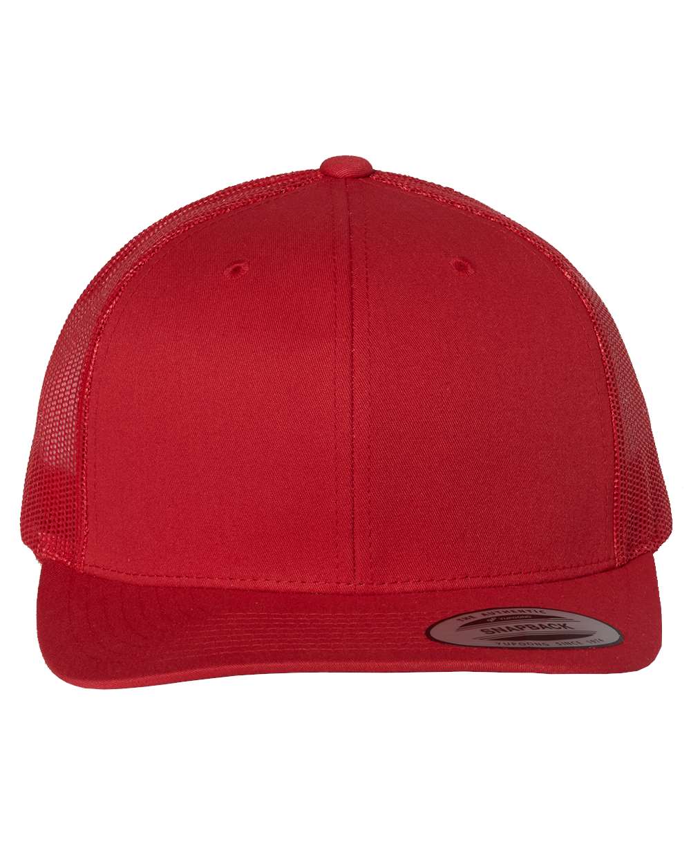Front View of Red Retro Trucker Cap - 6606