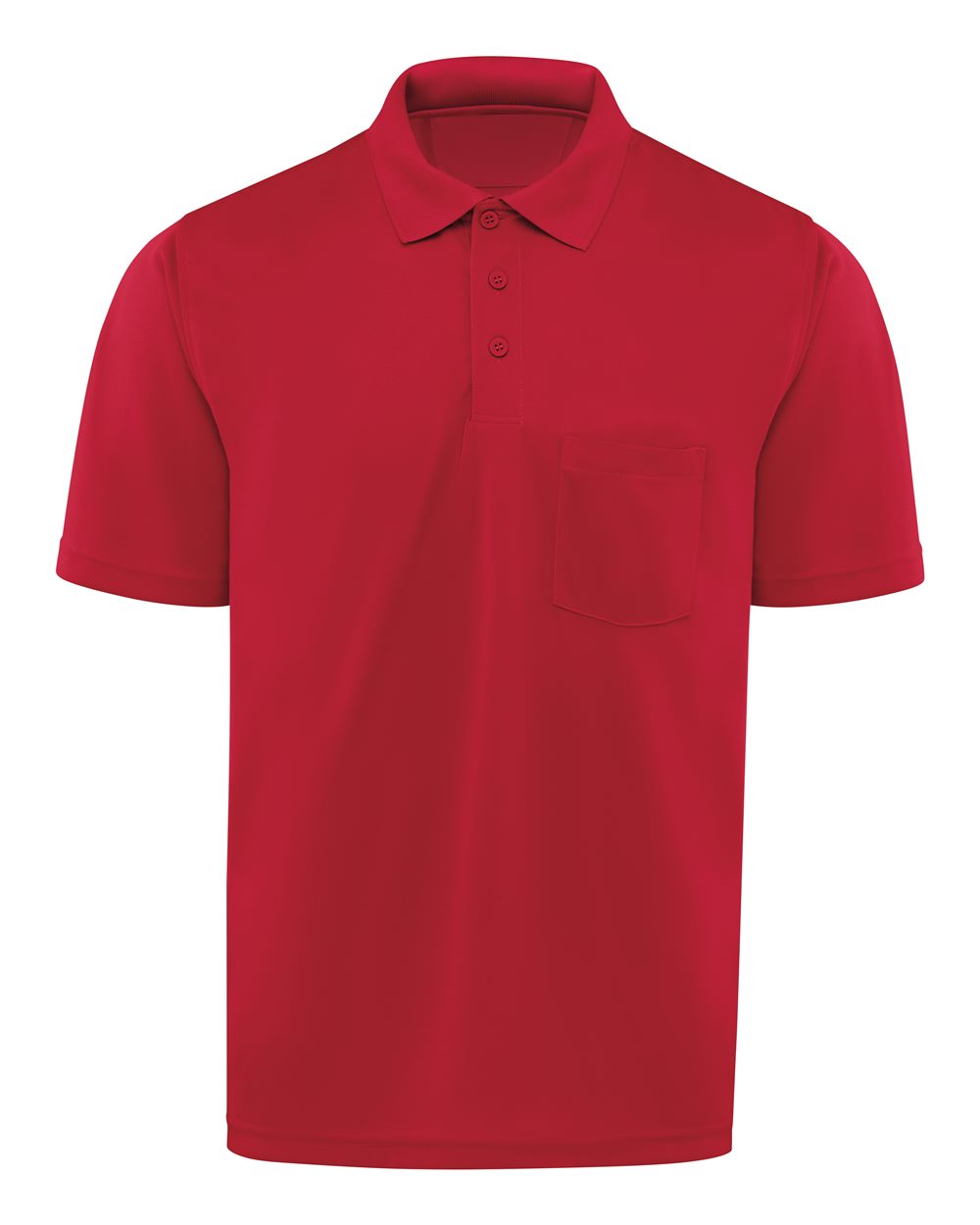 Front View of Red Short Sleeve Performance Knit Pocket Polo - SK98