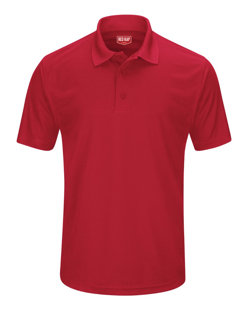 Front View of Red Short Sleeve Performance Knit Pocketless Core Polo - SK96