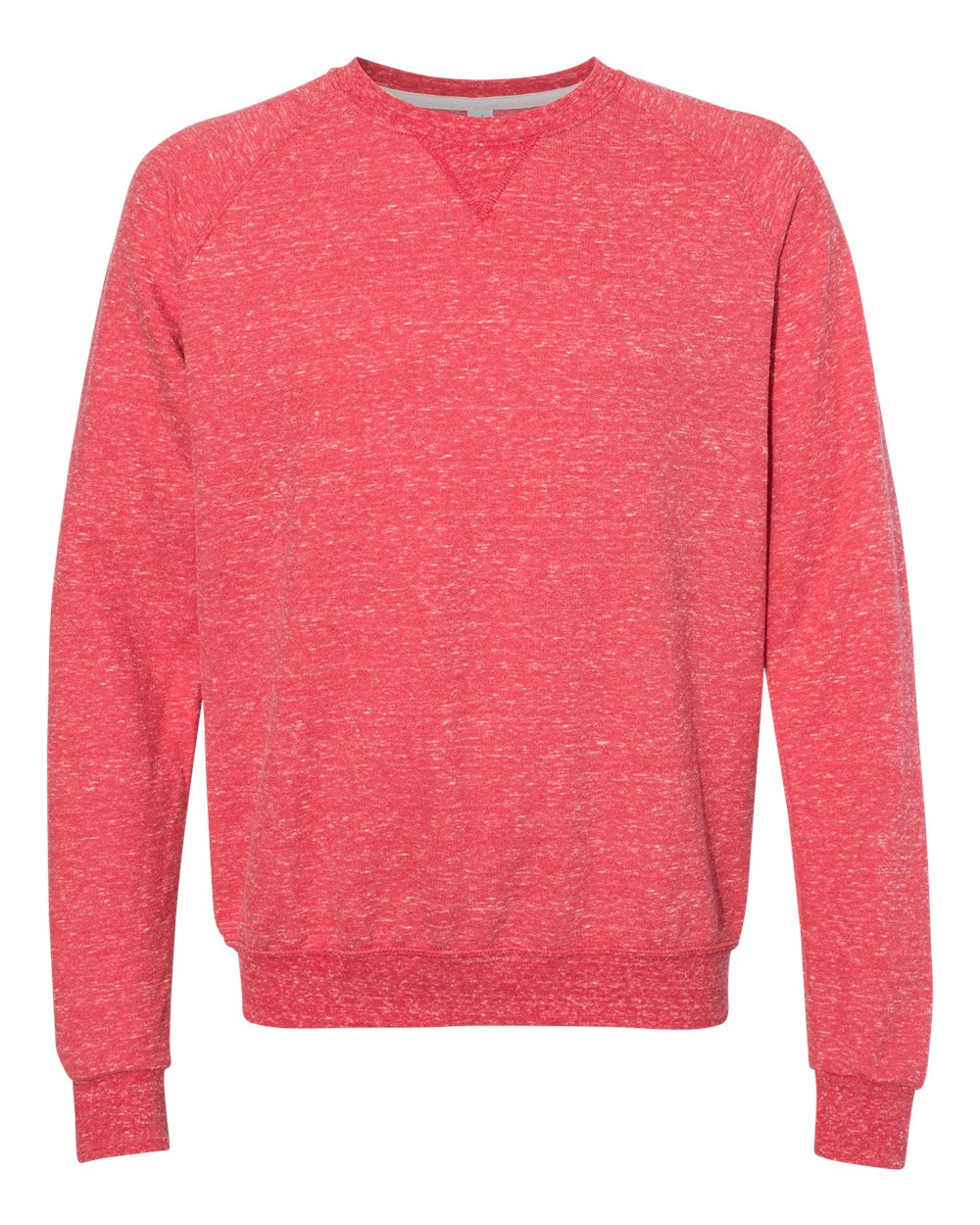 Front View of Red Snow Heather French Terry Crewneck Sweatshirt - 91MR