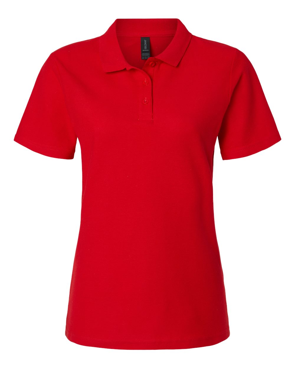 Front View of Red Softstyle® Women's Pique Polo - 64800L