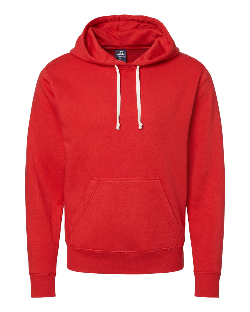 Front View of Red Solid Triblend Fleece Hooded Sweatshirt - 8871