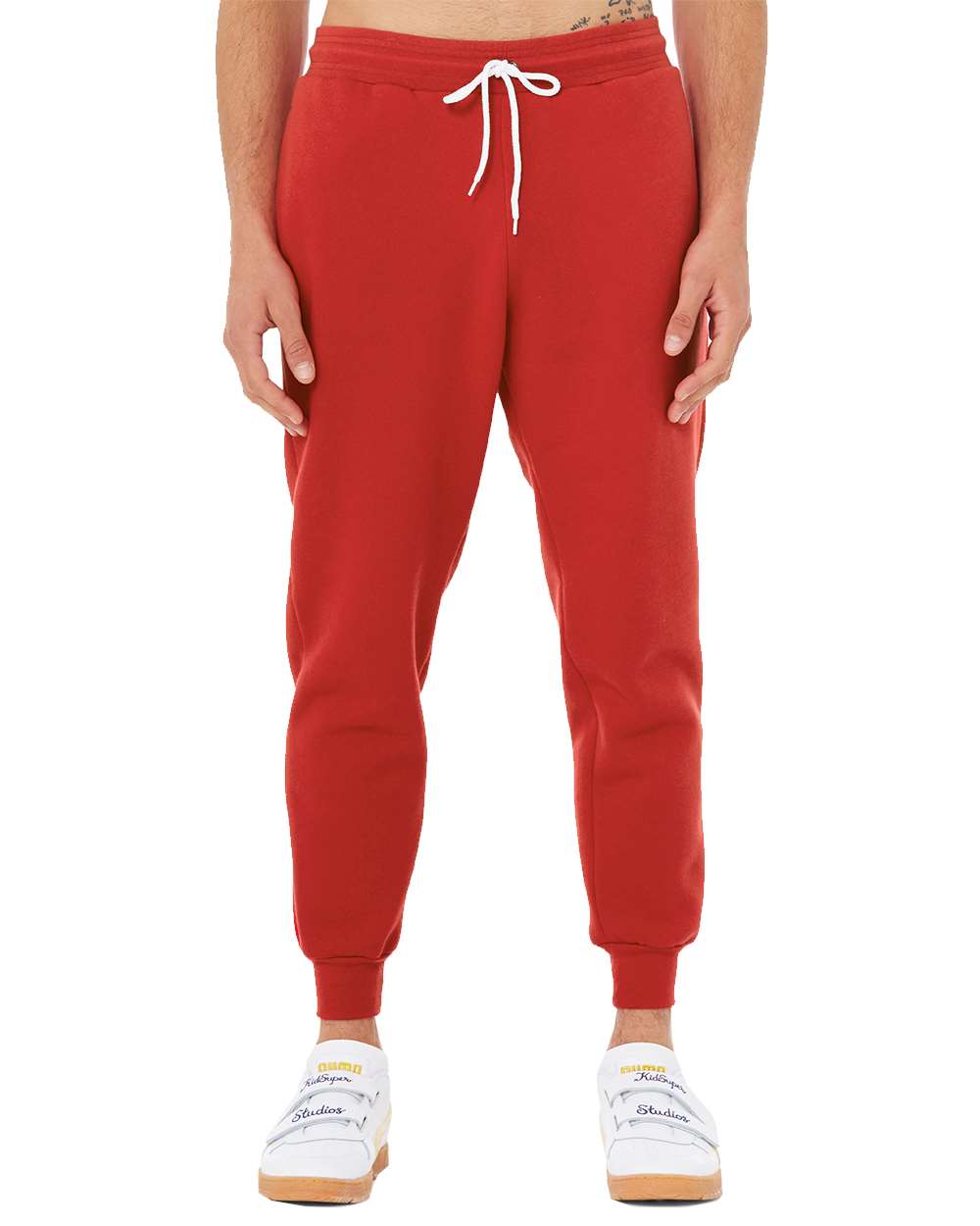 Front View of Red Sponge Fleece Jogger Sweatpants - 3727