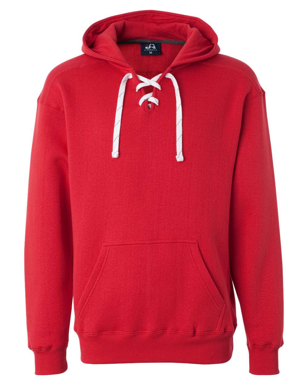 Front View of Red Sport Lace Hooded Sweatshirt - 8830