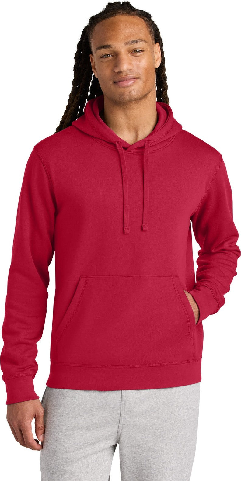 Front View of Red Stanley/Stella Unisex Drummer 2.0 Hooded Sweatshirt SXU009