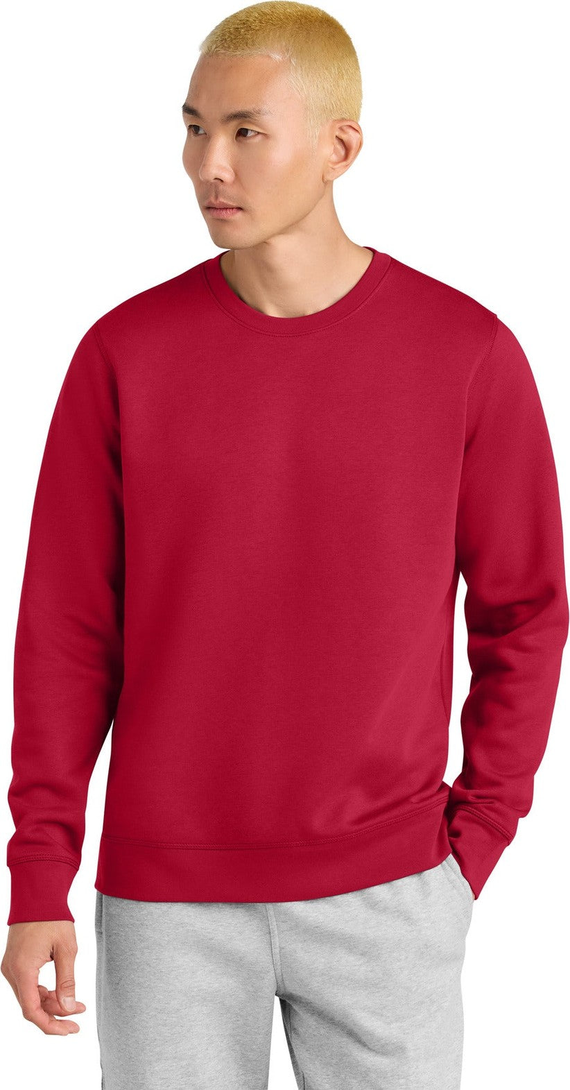 Front View of Red Stanley/Stella Unisex Roller Crewneck Sweatshirt SXU010