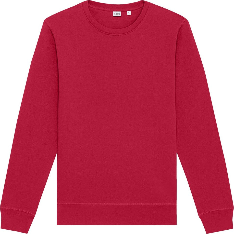 Front View of Red Stanley/Stella Unisex Roller Crewneck Sweatshirt SXU010