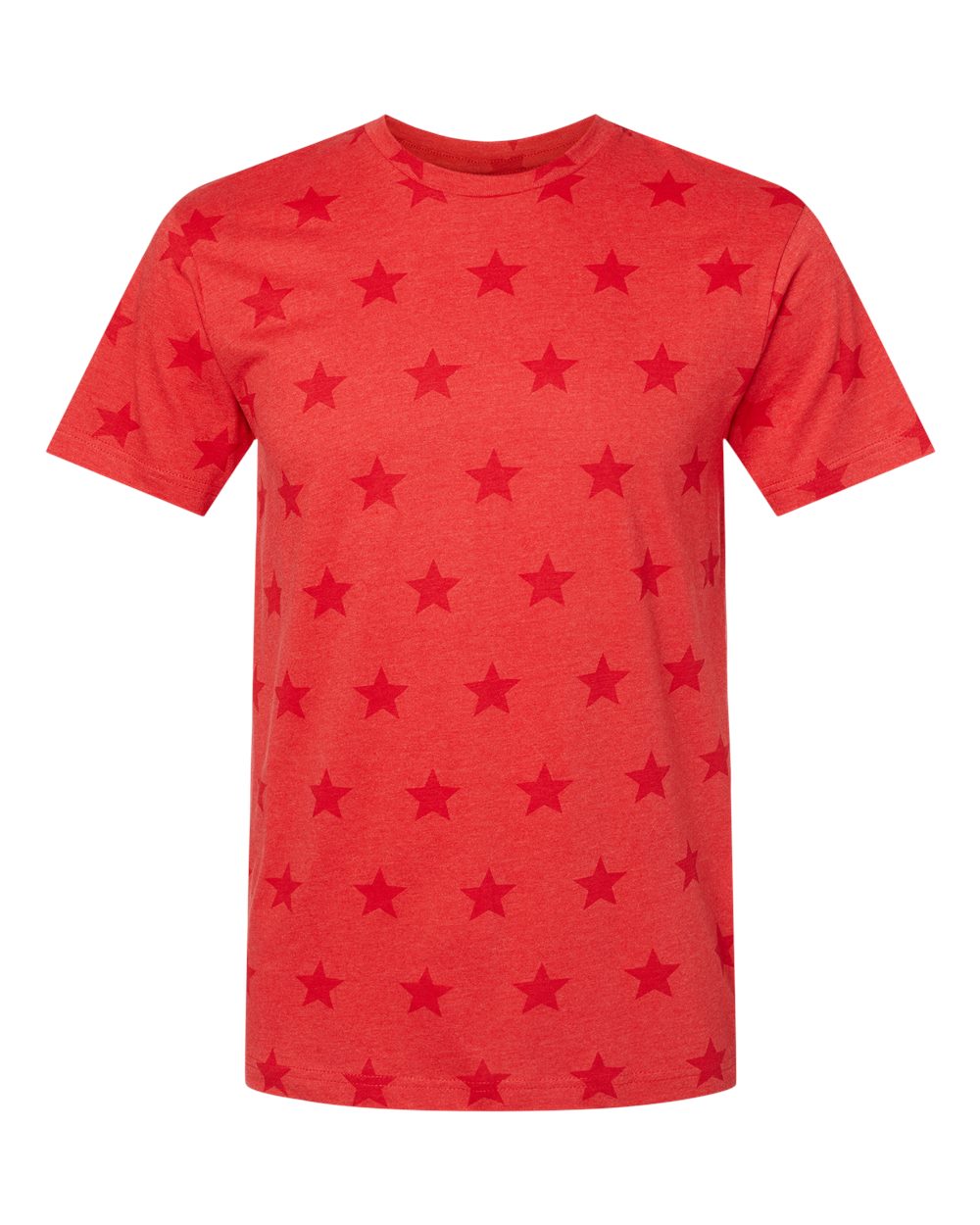 Front View of Red Star Star Print Tee - 3929