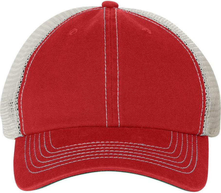 Front View of Red/ Stone Trawler Cap - 4710