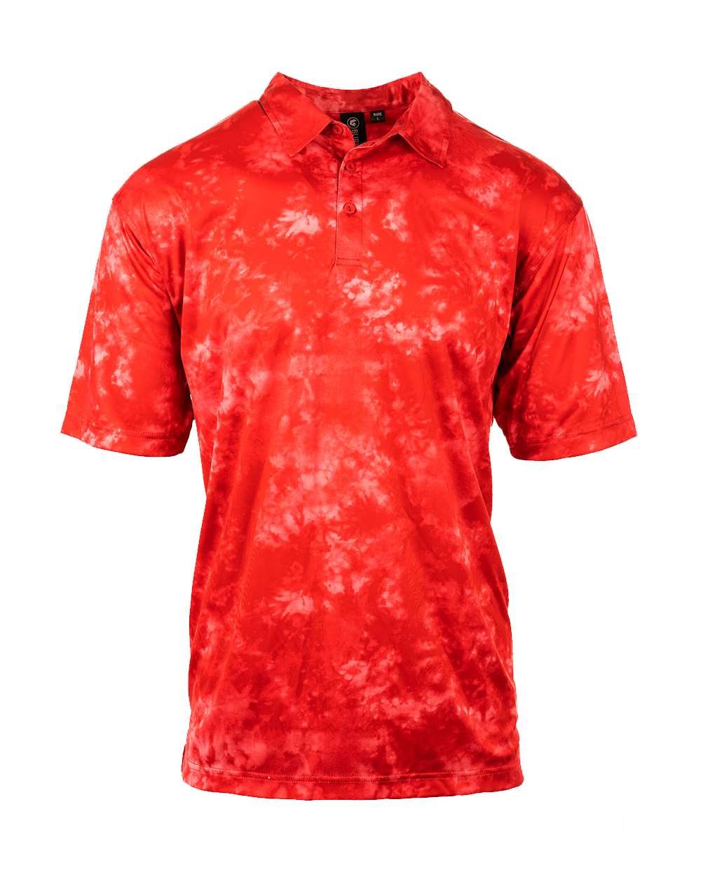 Front View of Red Tie Dye Golf Polo - 0101