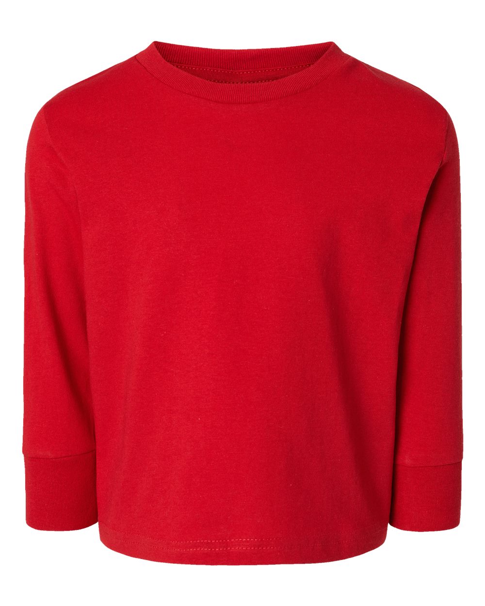 Front View of Red Toddler Cotton Jersey Long Sleeve Tee - 3311