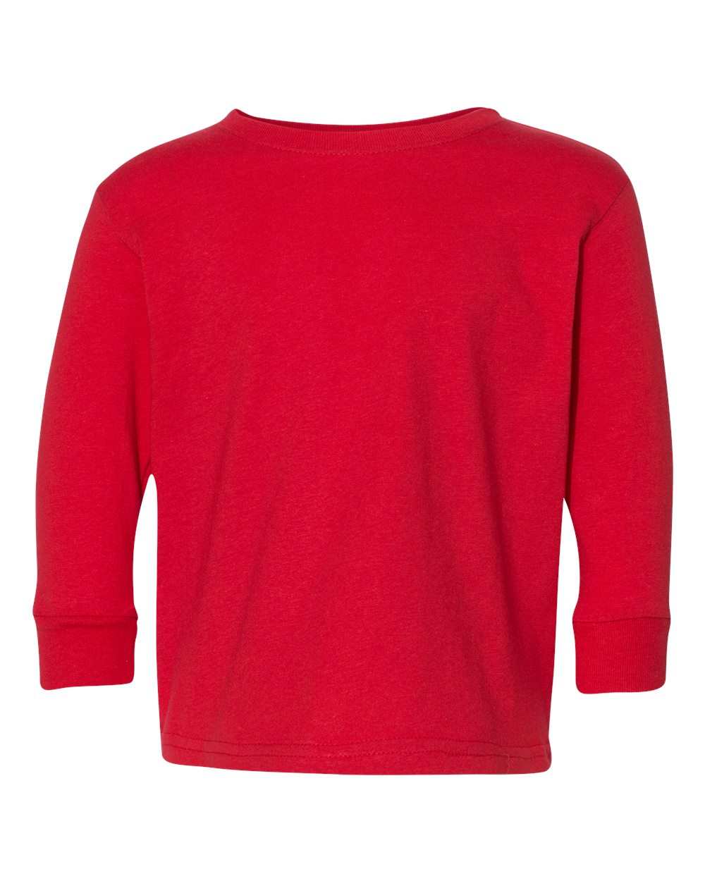 Front View of Red Toddler Fine Jersey Long Sleeve Tee - 3302