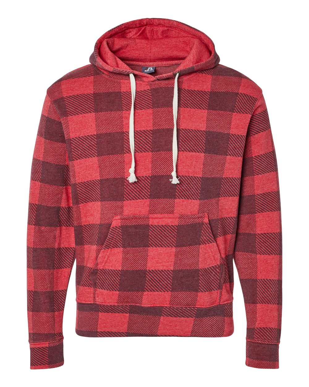 Front View of Red Triblend Buffalo Triblend Fleece Hooded Sweatshirt - 8871