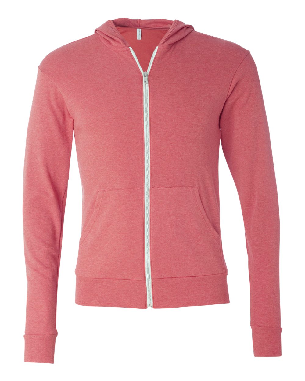 Red Triblend Triblend Lightweight Full-Zip Hooded Long Sleeve Tee - 3939