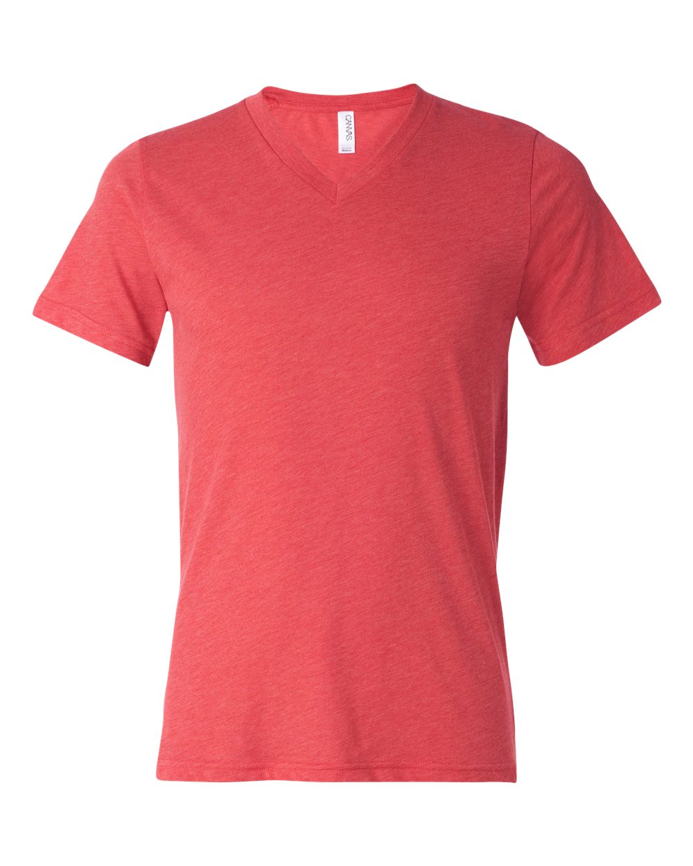 Front View of Red Triblend Triblend V-Neck Short Sleeve Tee - 3415