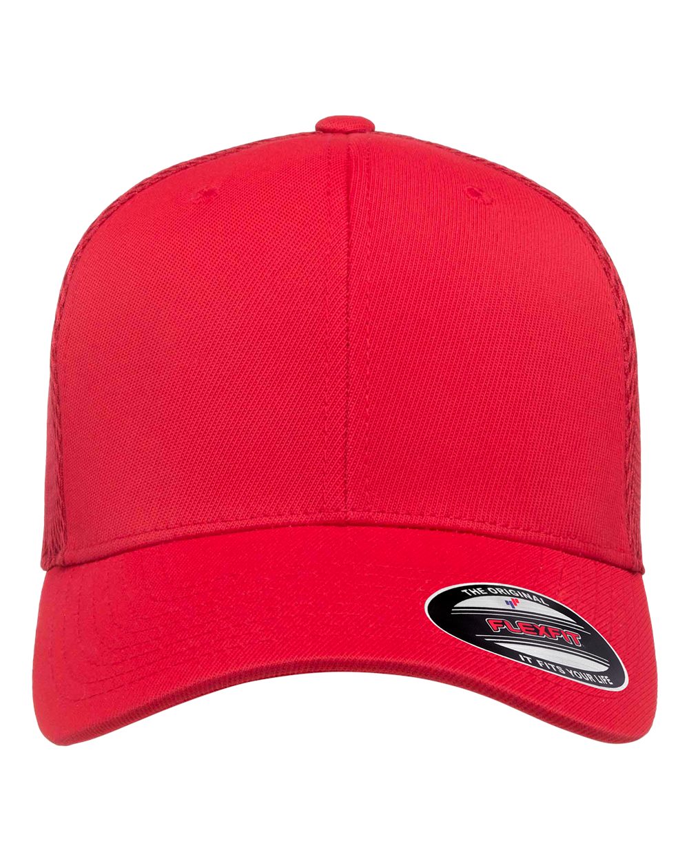 Front View of Red Ultrafiber Mesh Cap - 6533