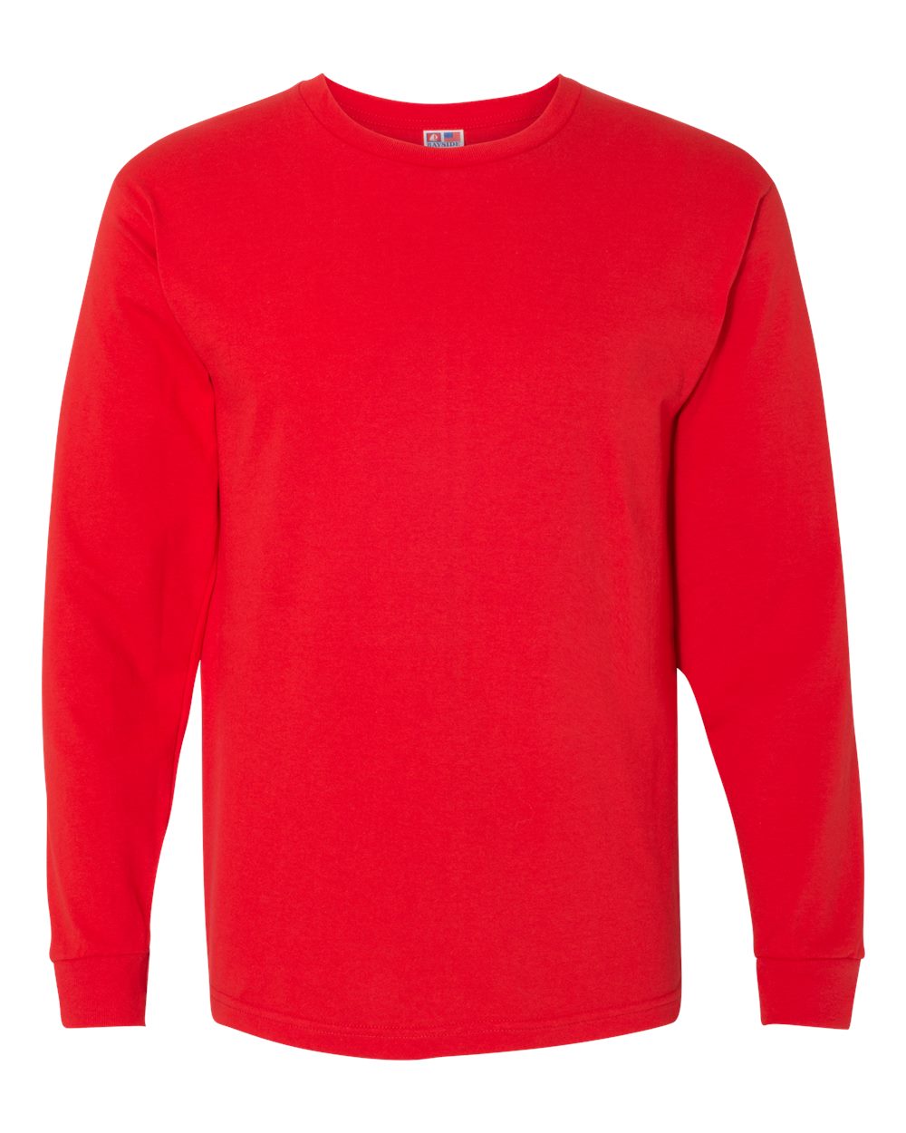 Front View of Red USA-Made Long Sleeve T-Shirt - 5060