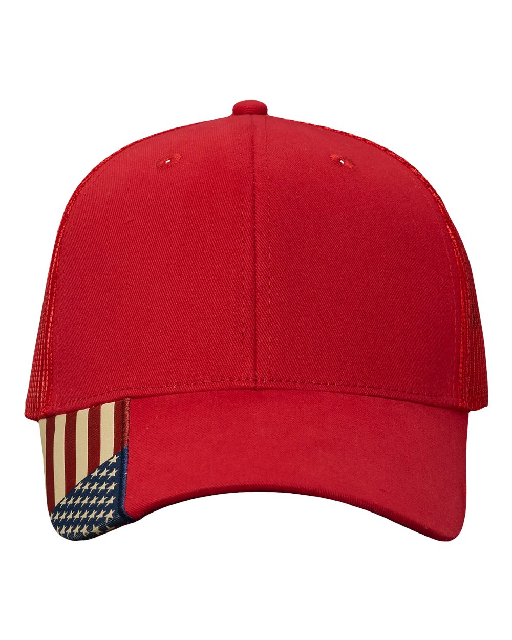 Front View of Red/ USA Mesh USA Flag Mesh Cap - AM350M