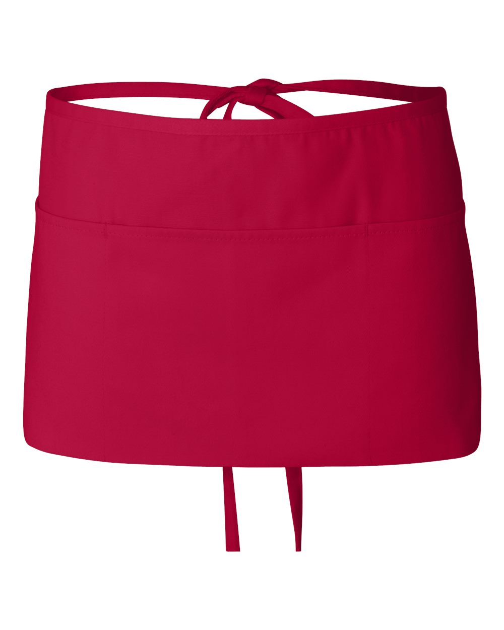 Front View of Red Waist Apron with Pockets - Q2115