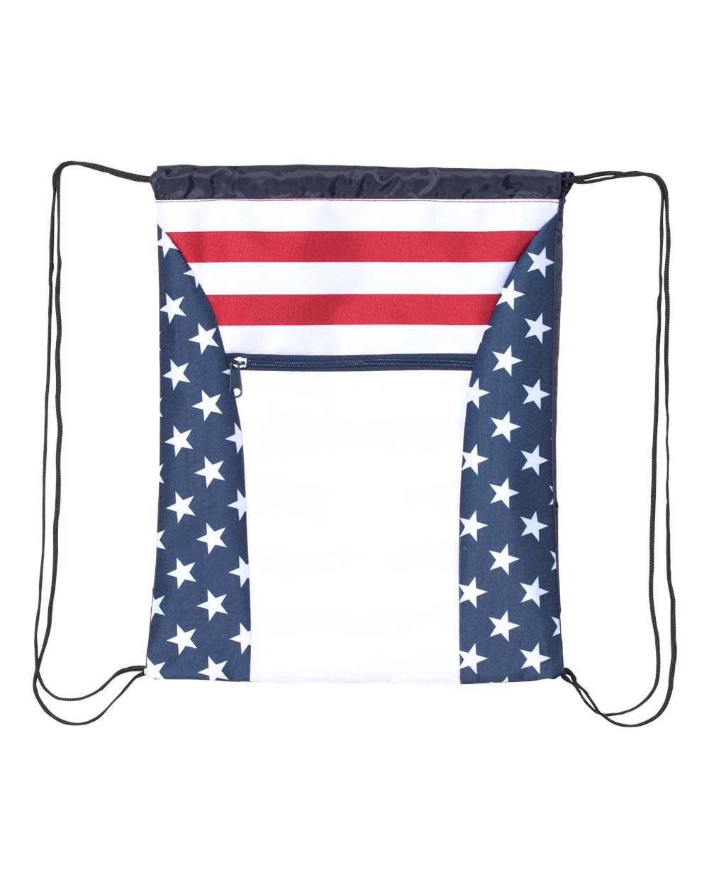 Front View of Red/ White/ Blue Americana Drawstring Bag - OAD5050