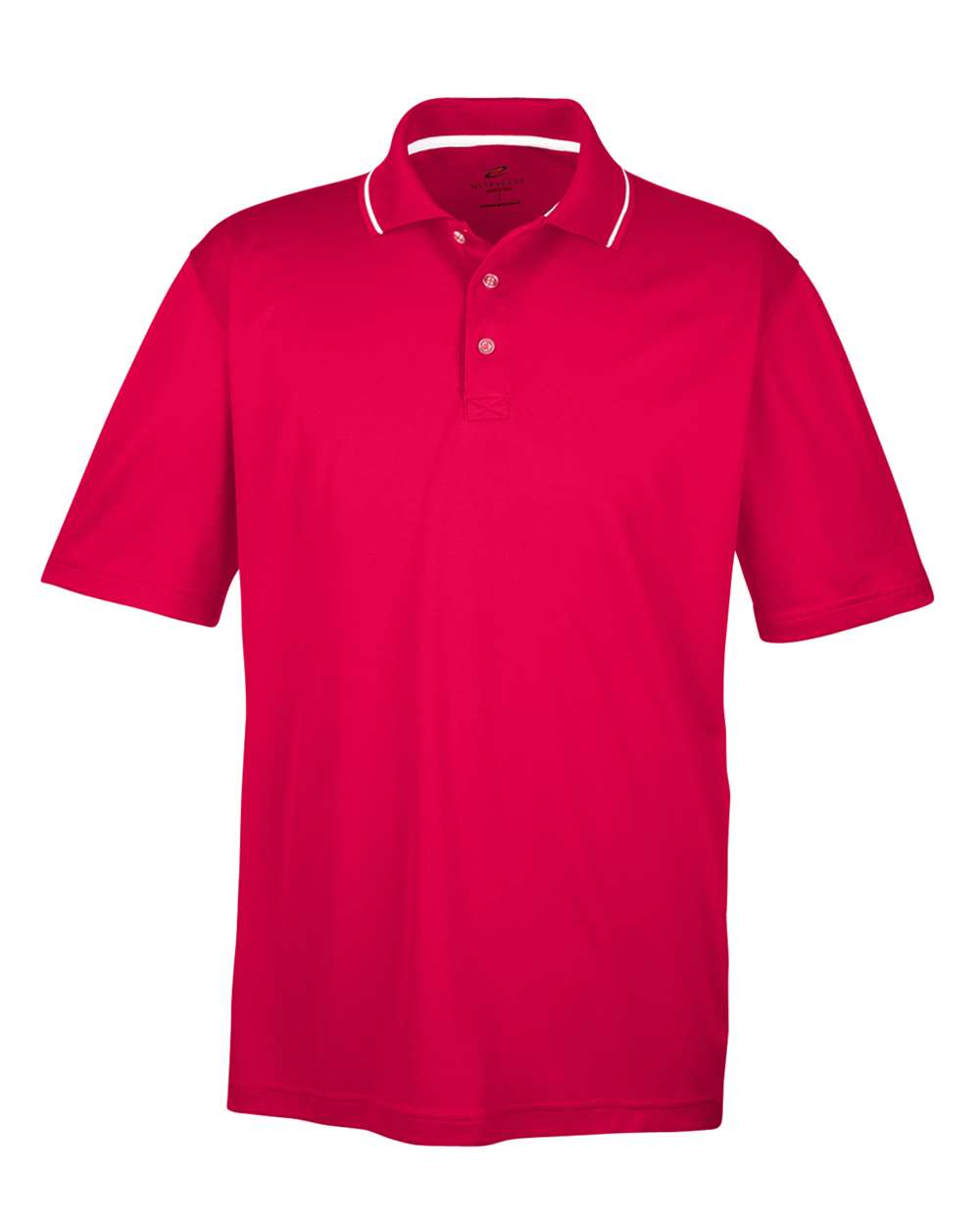 Front View of Red/ White Men's Cool & Dry Sport Two-Tone Polo - 8406