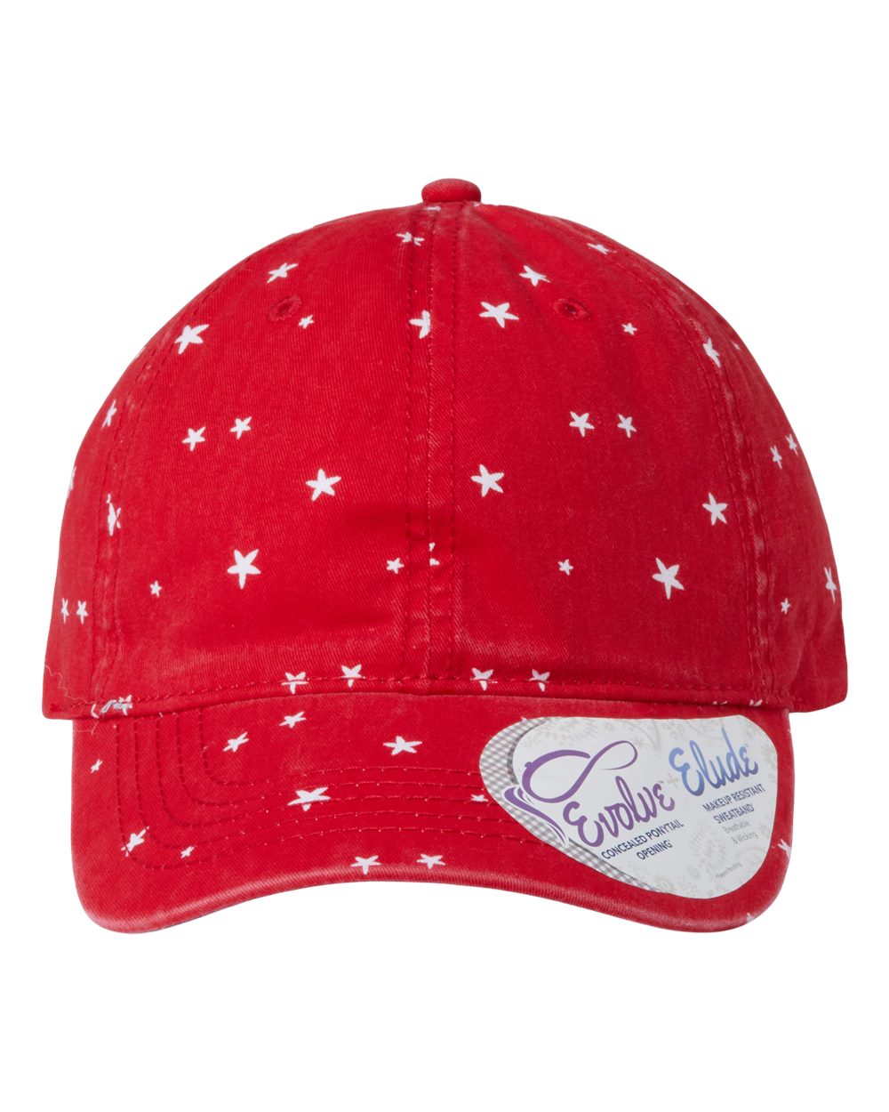 Red/ White Stars Women's Garment-Washed Fashion Print Cap - HATTIE