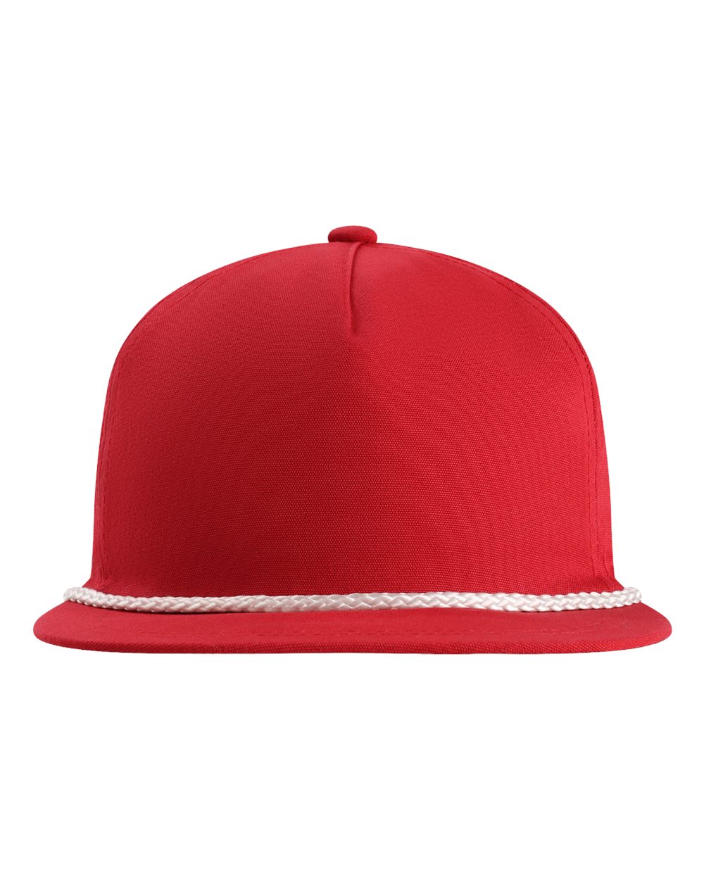 Front View of Red/ White The Original Rope Five-Panel Cap - DNA001