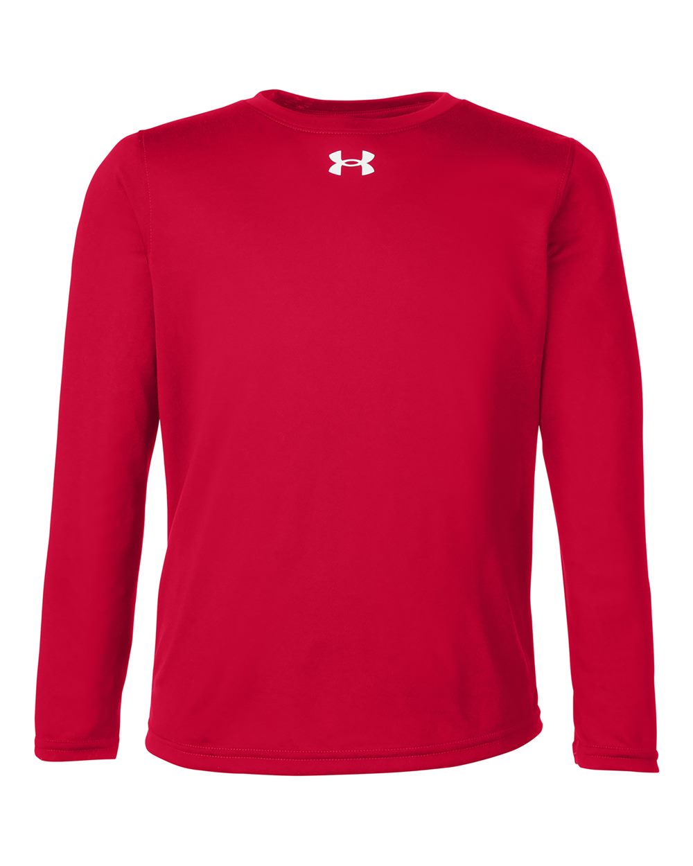 Front View of Red/ White Youth Tech™ Team Long Sleeve T-Shirt - 1377488 plain