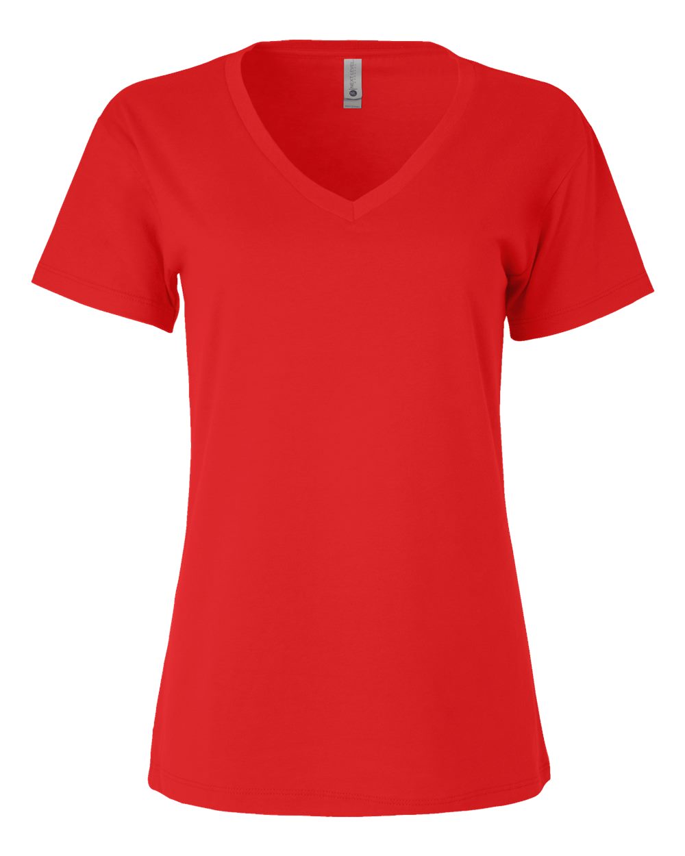 Front View of Red Women’s Cotton V-Neck T-Shirt - 3940