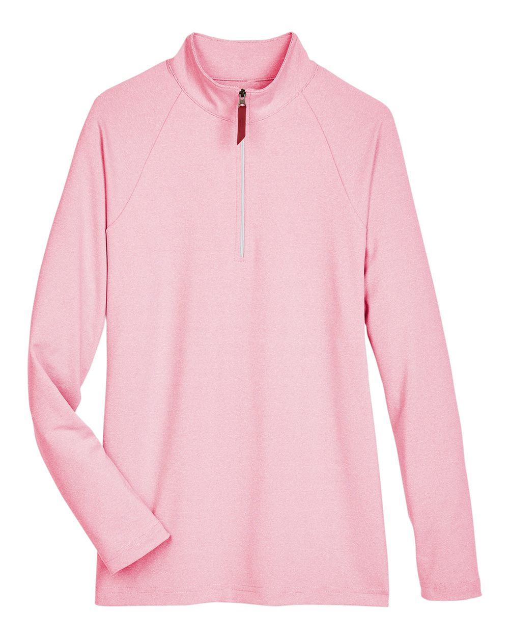 Front View of Red Women's CrownLux Performance® Clubhouse Micro-Stripe Quarter-Zip Pullover - DG480W