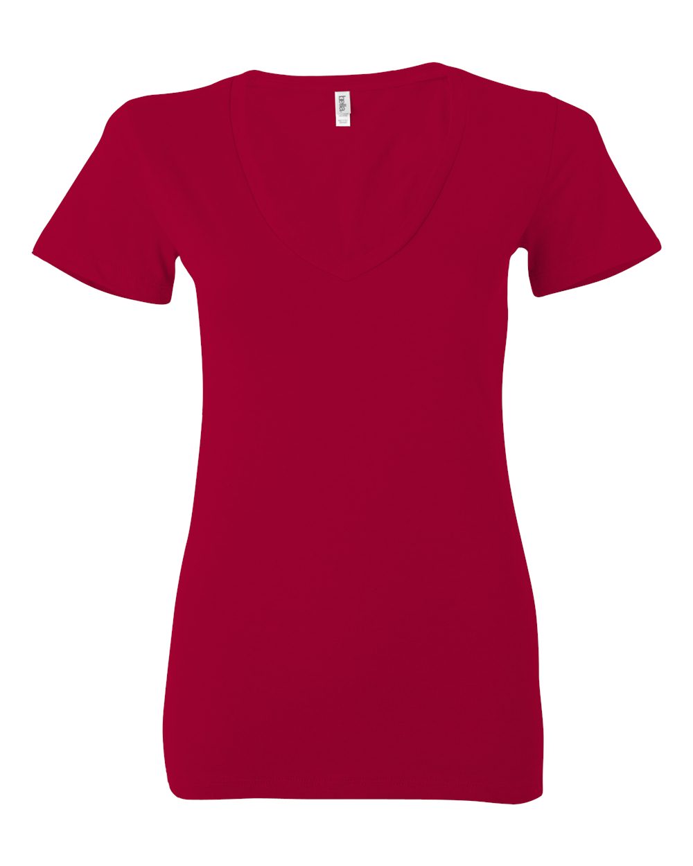 Red Women’s Jersey Deep V-Neck Tee - 6035