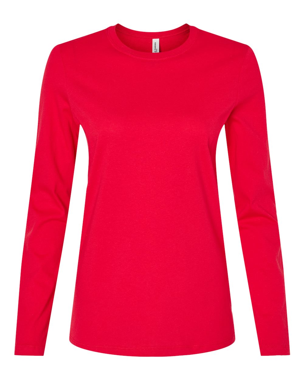 Front View of Red Women’s Jersey Long Sleeve Tee - 6500