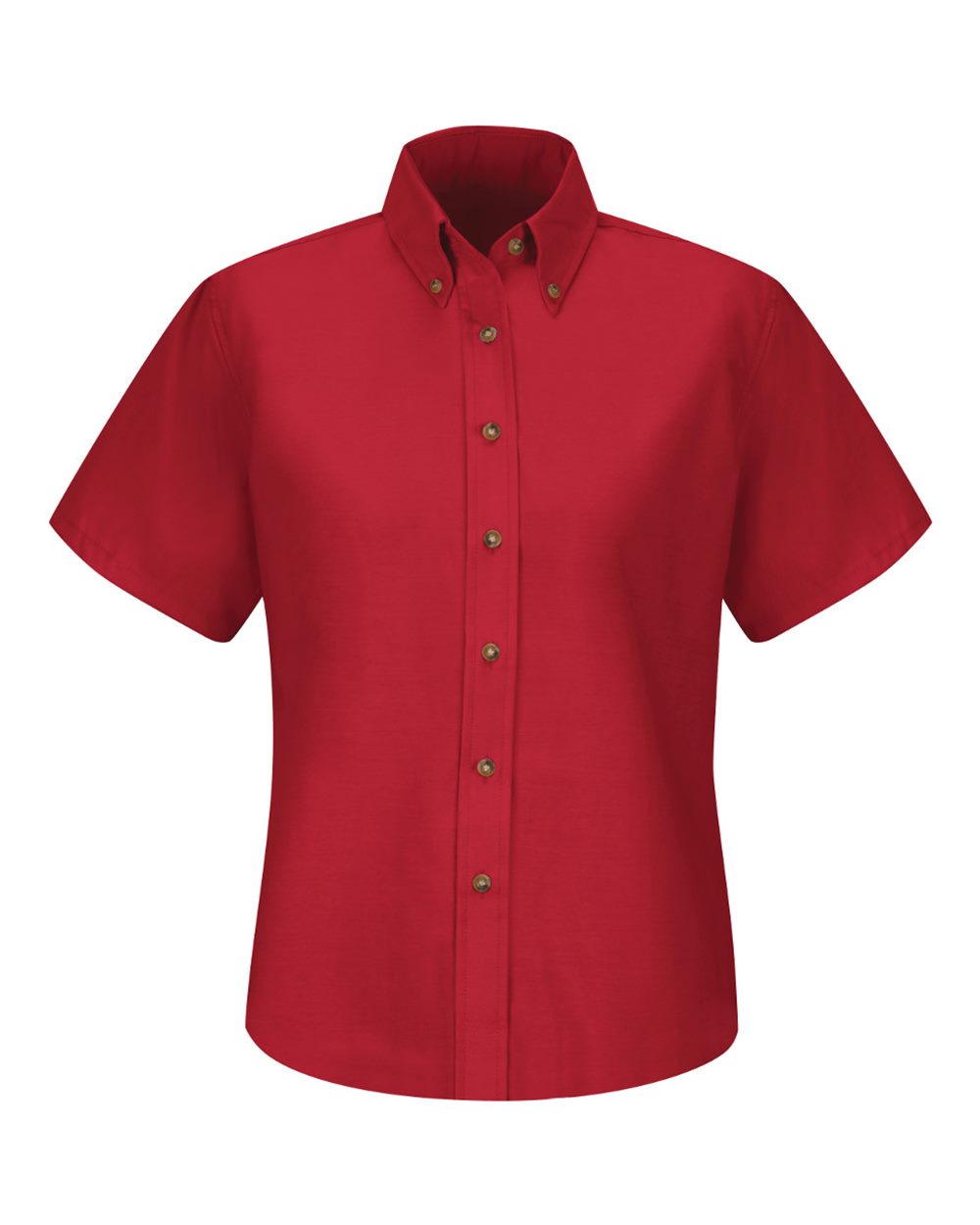 Front View of Red Women's Poplin Dress Shirt - SP81
