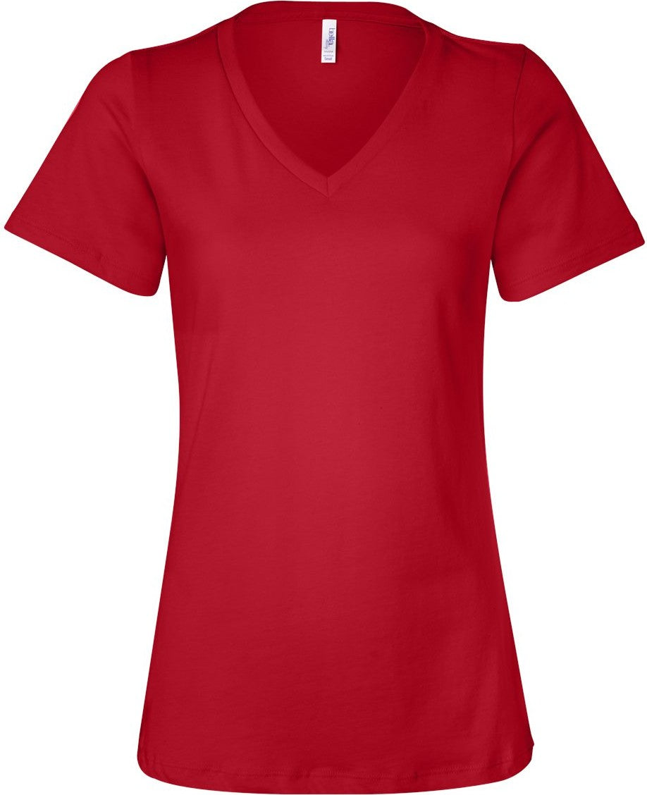 Red Women’s Relaxed Jersey V-Neck Tee - 6405