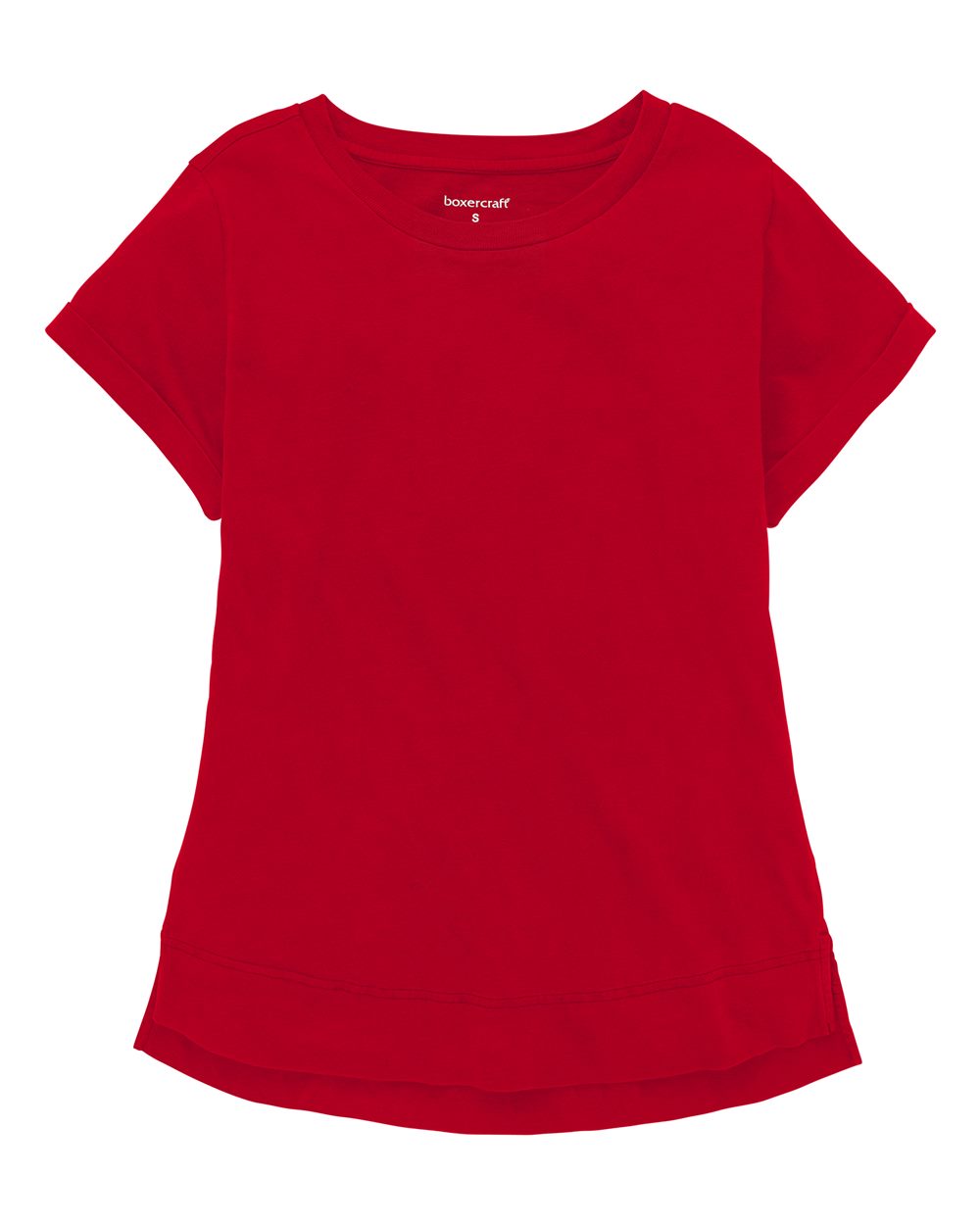 Front View of Red Women's Vintage Cuff T-Shirt - T57