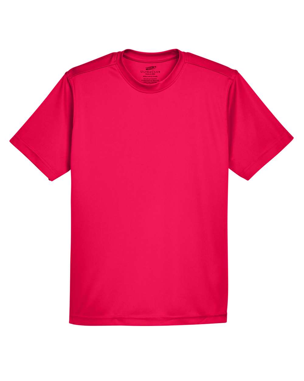 Front View of Red Youth Cool &amp; Dry Sport Performance Interlock T-shirt - 8420Y