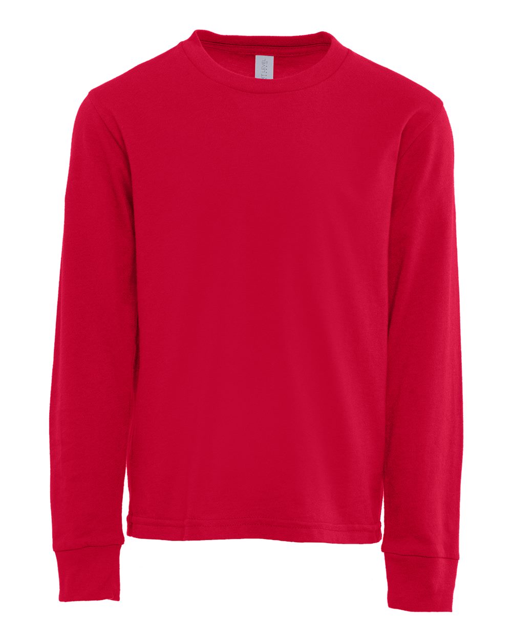 Front View of Red Youth Cotton Long Sleeve T-Shirt - 3311