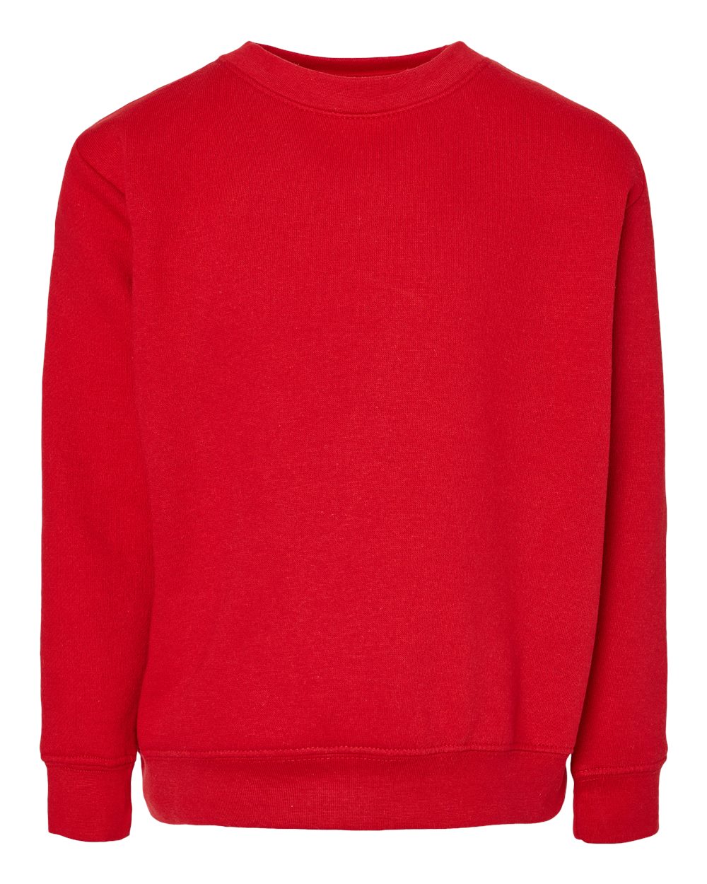 Front View of Red Youth Elevated Fleece Crewneck Sweatshirt - 2225