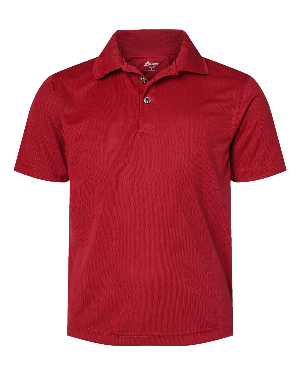 Front View of Red Youth Saratoga Performance Mini Mesh Polo - 108Y