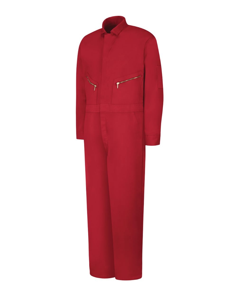 Front View of Red Zip-Front Cotton Coverall - CC18
